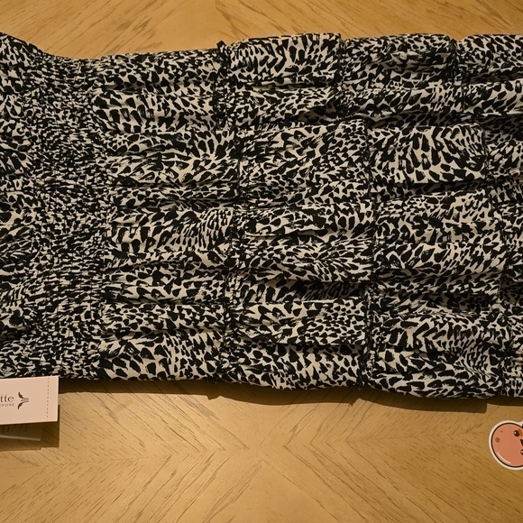 Nanette Lepore Sleeveless Ruffle Tiered Mini Dress. Black Cream 654-1 Print - Picture 9 of 12